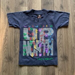 Vintage 1990s Toddler Wildlife Up North Michigan Animals Shirt Size 2-4